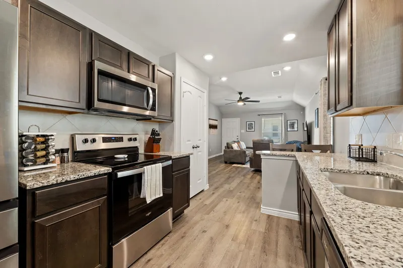 Electric range, microwave and spice rack